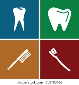 Dentist icons set. set of 4 dentist filled icons such as toothbrush, tooth
