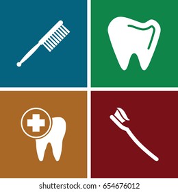 Dentist icons set. set of 4 dentist filled icons such as toothbrush, tooth brush, dental care