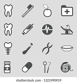 Dentist Icons. Sticker Design. Vector Illustration.