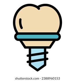 Dentist implant icon outline vector. Care treatment. Oral stomatology color flat