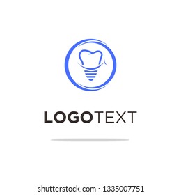 Dentist implant teeth logo concept