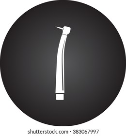 Dentist instrument simple icon  on round background