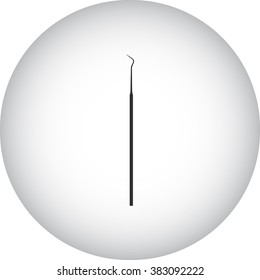 Dentist instrument simple icon  on round background