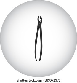 Dentist instrument simple icon  on round background