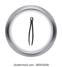 Dentist instrument simple icon  on round background