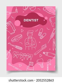 dentist jobs career with doodle style for template of banners, flyer, books, and magazine cover