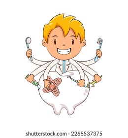 Dentist, kid, multitasking, child, care, tooth