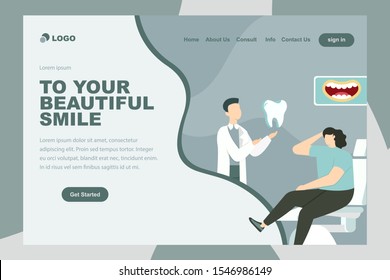 dentist landing page flat vector illustration