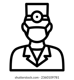 Dentist line icon, International dentist day concept, Doctor in face mask sign on white background, surgeon icon in outline style for mobile concept and web design. Vector graphics