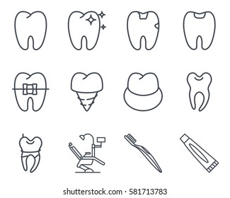 dentist line icon pack