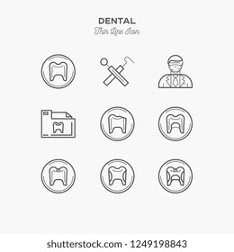 Dentist line icons set, vector illustration