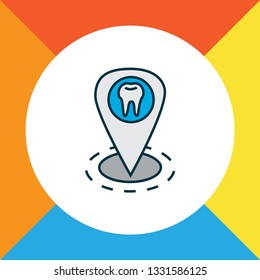 Dentist location icon colored line symbol. Premium quality isolated clinic element in trendy style.