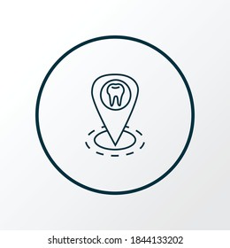 Dentist location icon line symbol. Premium quality isolated clinic element in trendy style.
