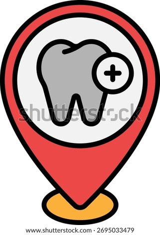 Dentist Location Icon, Tooth Plus Sign