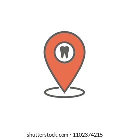 Dentist location icon w dental image with geolocation pin idea