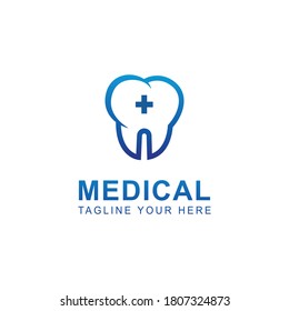 dentist logo design concept. tooth logo icon. hospital logo. vector illustration.