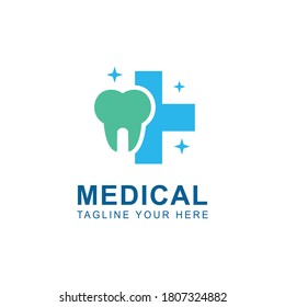 concepto de diseño del logo dentista. icono del logotipo dental. logotipo del hospital. ilustración vectorial.