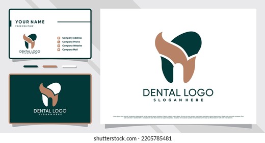 Dentist logo design for dental care clinic with creative concept and business card template