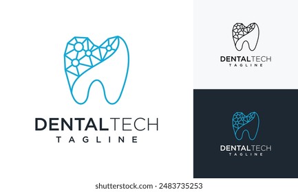 Dentist logo design template. Dental clinic technology vector sign icon.	