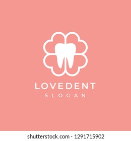 Dentist logo design template. 
Tooth with heart creative symbol. Dental clinic vector sign mark icon.
