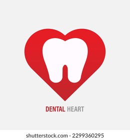 Dentist logo design template. Tooth with heart symbol. Dental clinic vector con.