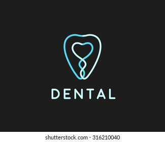 Dentist logo design template. Tooth creative line symbol. Dental clinic vector sign mark icon.