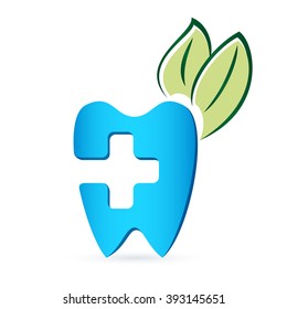 dentist logo with tree leaves - vector illustration