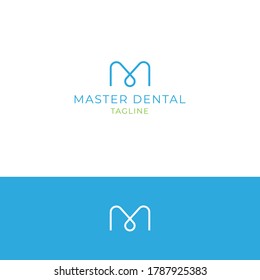 logotipo dentista de tipo M y color azul claro, que describe el estilo de trabajo, profesional y limpio, se puede utilizar para el diseño del logotipo