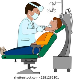 Dentist makes examination of the patient's teeth Vector