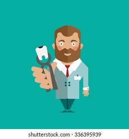 Dentist Man Character With Pulling Teeth