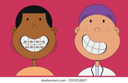 Dentist and man flat illustration