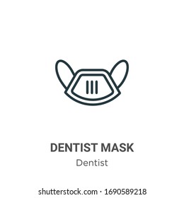 Icono vectorial de contorno de máscara dentista. Icono de máscara dentista negra de línea delgada, ilustración simple vectorial plana del concepto dentista editable trazo aislado sobre fondo blanco
