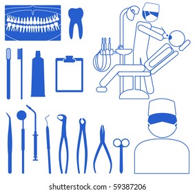 dentist, medical icon set