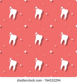 Dentist Molar Tooth With Stars Seamless Background Pattern
