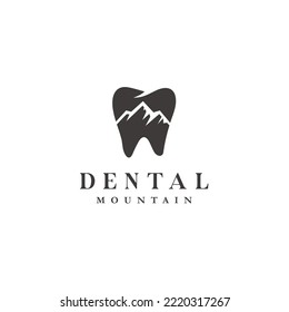 Dentist in the mountains or teeth with a mountain logo design 