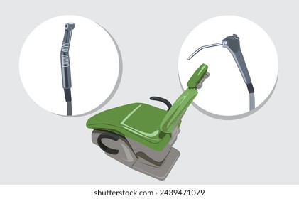 Dentist office chair. Icons equipment.