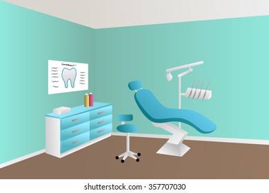 Dentist office clinic blue room illustration vector