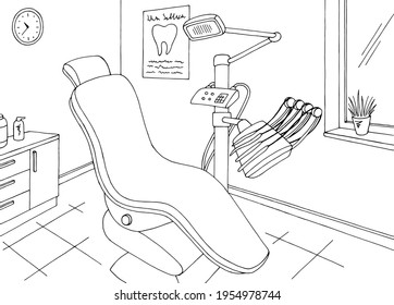 Dentist Office Clinic Graphic Black White Sketch Illustration Vector 