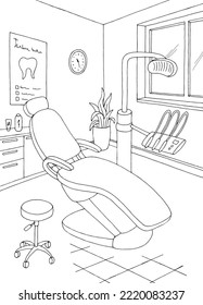 Dentist office clinic graphic black white sketch vertical illustration vector 