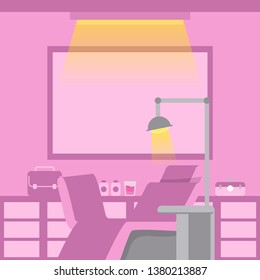 Dentist office With light ,On Pink background.