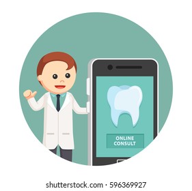 dentist online consult in circle background