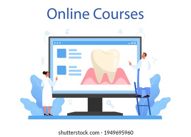 Dentist online service or platform. Dental doctor in uniform treating