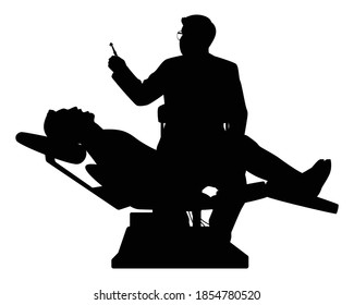 Dentist and patient in dental room silhouette vector