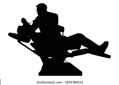 Dentist and patient in dental room silhouette vector