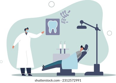 Dentist as patient mouth oral teeth hygiene occupation.Stomatology doctor with tooth protection from caries and healthy enamel treatment.flat vector illustration.