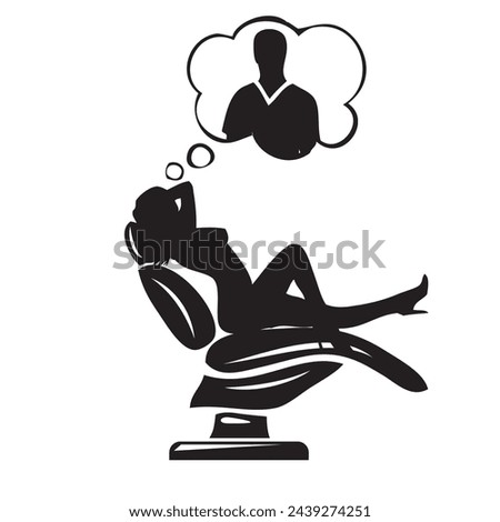 Dentist patient woman in dental chair waiting for doctor