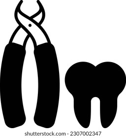 Pliers dentistas con concepto de dientes, ligadura ortodoncia o herramienta de extracción dental diseño de iconos vectoriales, símbolo odontológico, signo de medicina oral, ilustración de instrumento dental