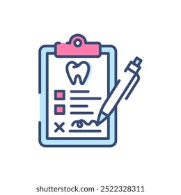 Dentist Prescription Fill Color Icon, Vector illustration