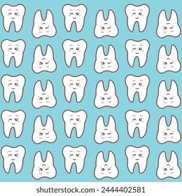 Dentist print in flat design. Molars smile winking patron