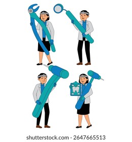 Dentist Profesion Character Vector Illustration